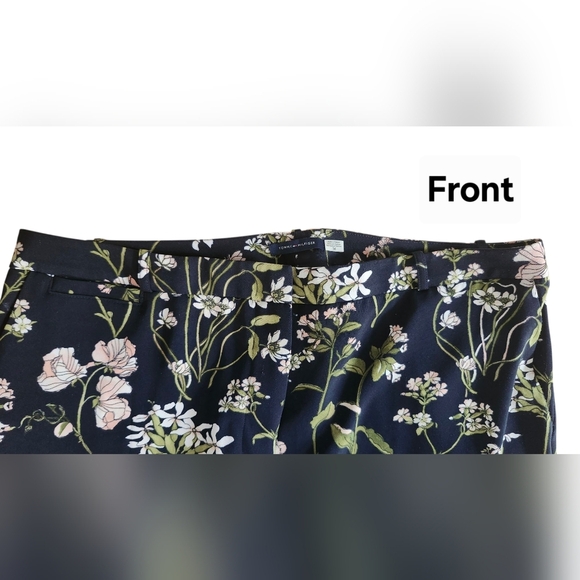 Tommy HILFIGER Sz 14 Floral Print Black Pants For Chic Summer - Picture 2 of 8